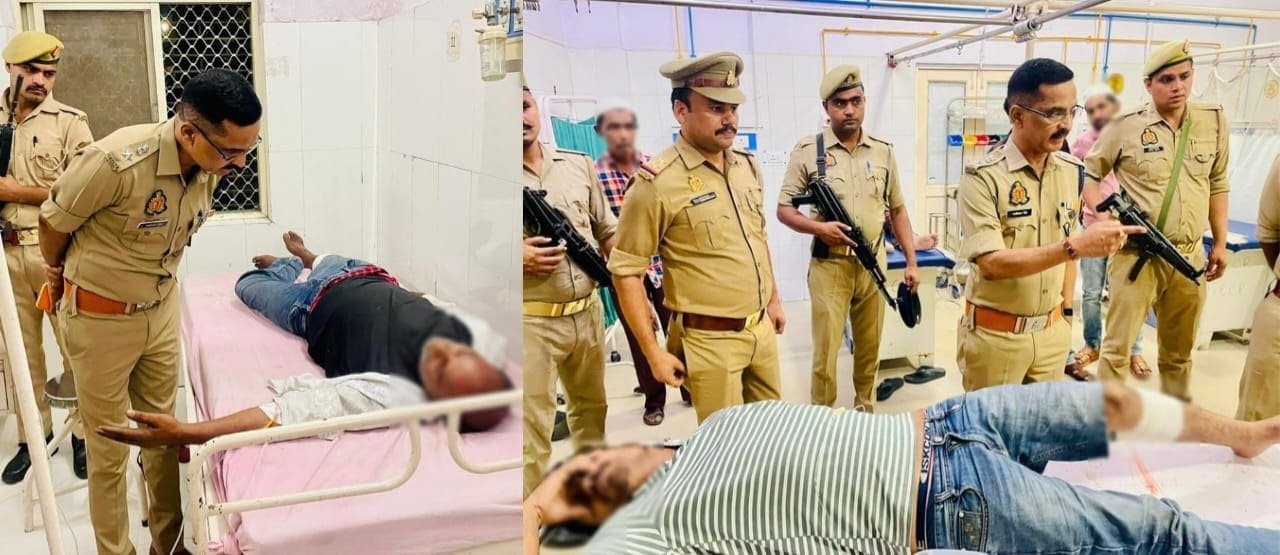 कटघर में पुलिस मुठभेड़ के बाद मौके का दृश्य
