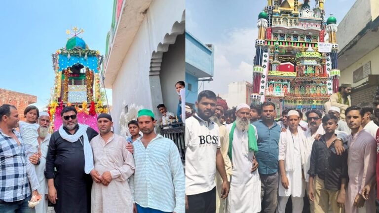 मुरादाबाद के मैनाठेर, महमूदपुर माफी और कांठ क्षेत्र में मोहर्रम के ताजिया जुलूस में शामिल अकीदतमंद