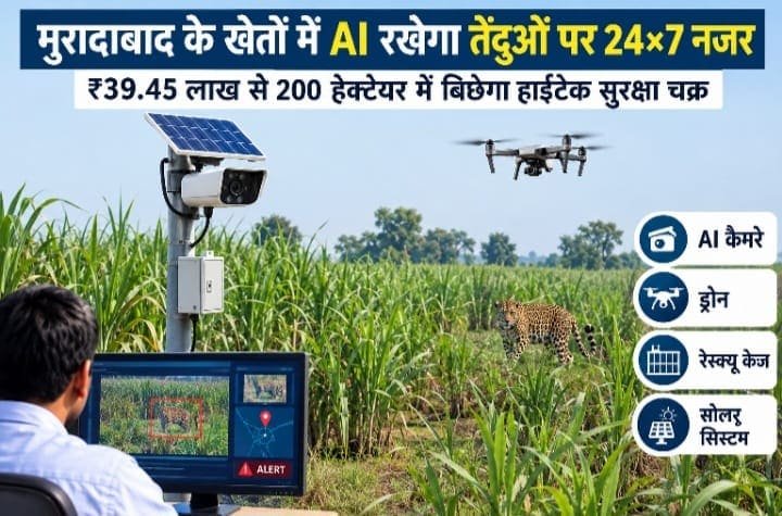 तेंदुओं की 24×7 निगरानी के लिए AI कैमरा नेटवर्क और स्मार्ट सर्विलांस सिस्टम का सांकेतिक चित्र।