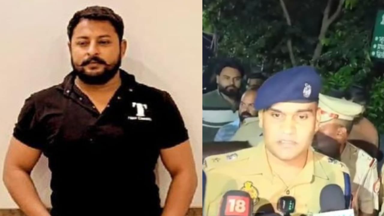 अमरोहा में पुलिस चौकी के पास मीट कारोबारी अफ्फान कुरैशी की गोली मारकर हत्या के बाद जांच करती पुलिस